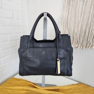 Black Leather Satchel Handbag - Vince Camuto